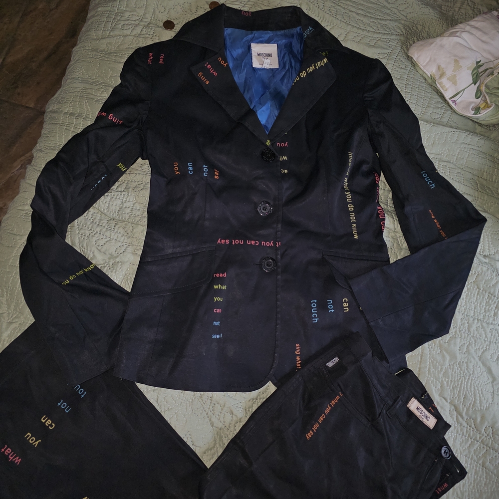 Stylish Black Women's Jacket with Colorful Text